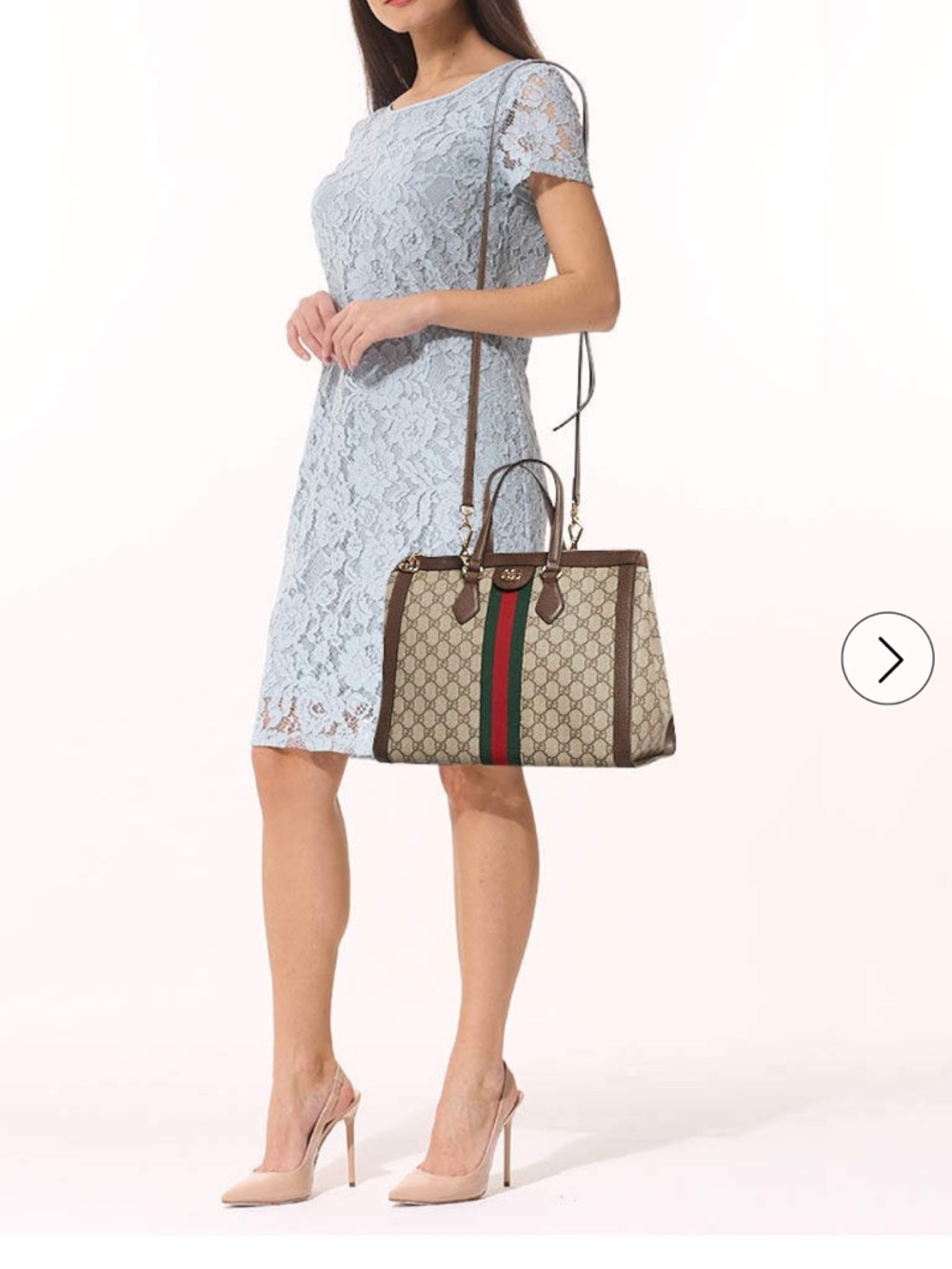 Gucci Brown GG Supreme Medium Canvas Tote with Green-Red Stripe - Picture 15 of 16